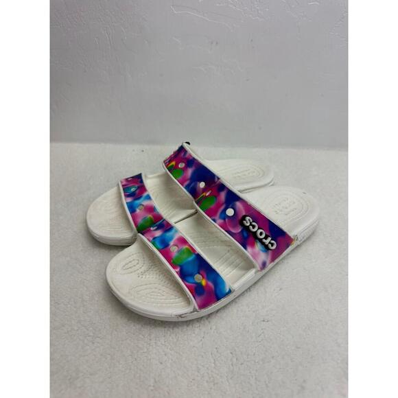 Crocs Multicolor Tie Dye Slide Sandals Colorful‎ Pattern Unisex Size M4 W6 - Picture 2 of 6